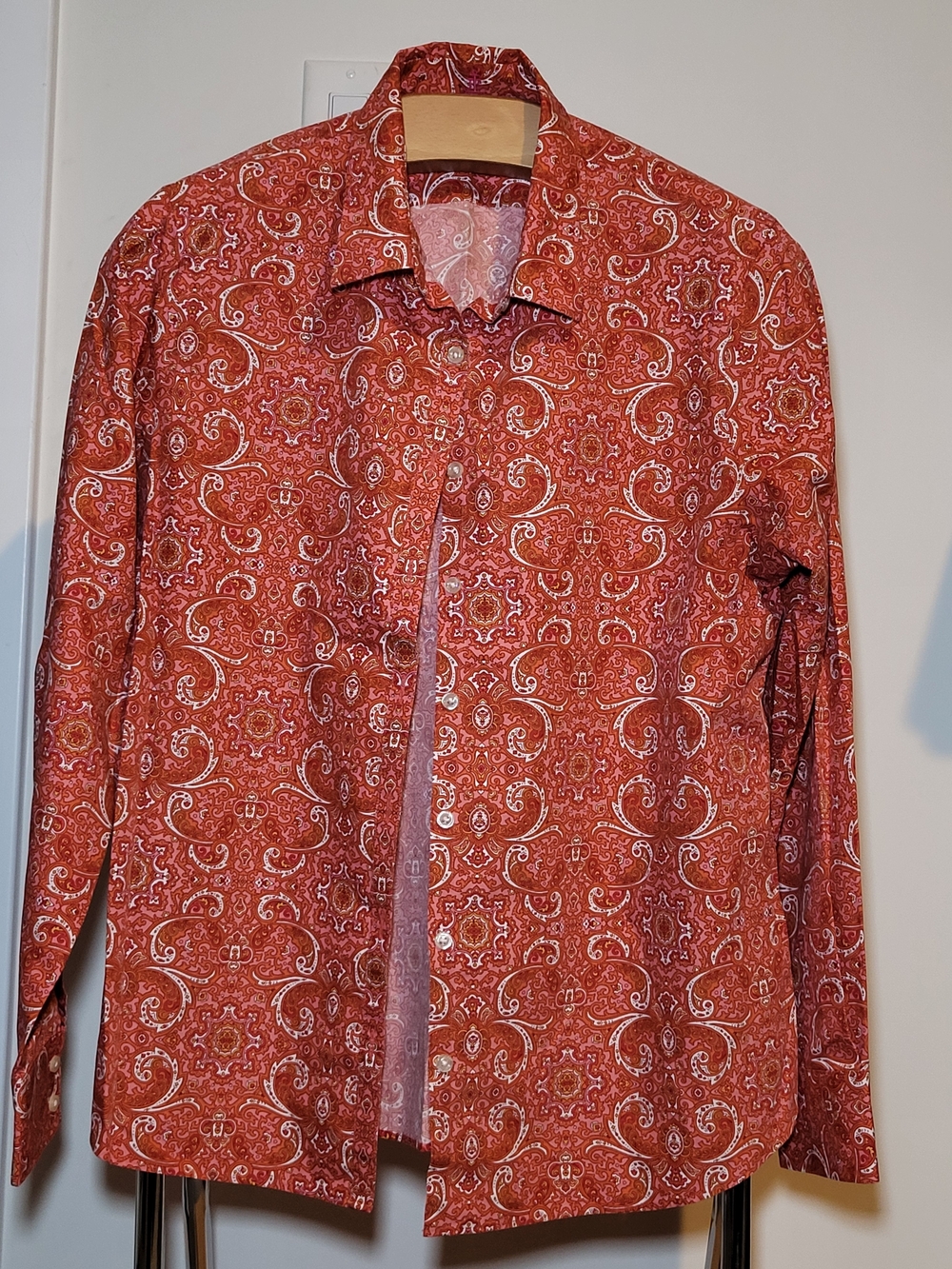 Lands' End Red Paisley Long-Sleeve Button-Down Shirt